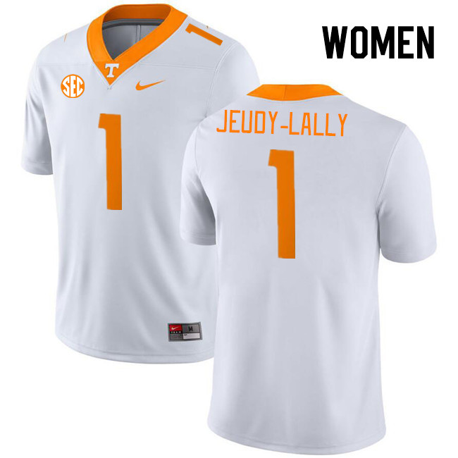 Women #1 Gabe Jeudy-Lally Tennessee Volunteers College Football Jerseys Stitched Sale-White